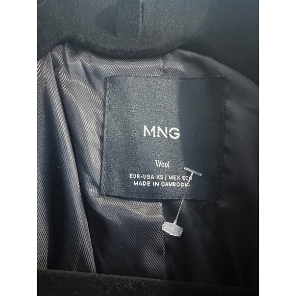 Mango Black Wool Long Peacoat Size XS - Picture 5 of 8